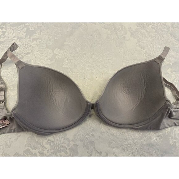 Victoria’s Secret Bra T Shirt Lightly Lined Demi Size 34DD Gray Logo Convertible - Picture 7 of 10